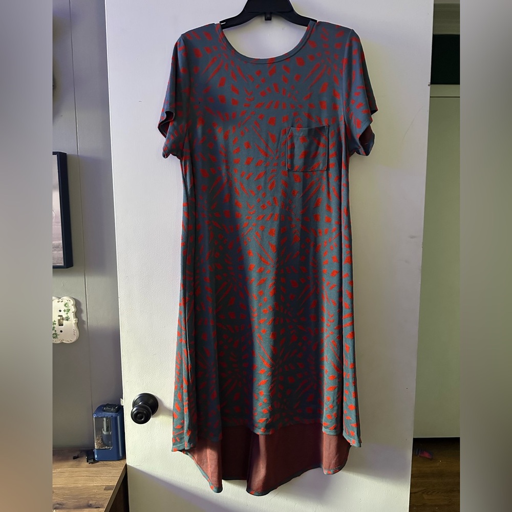 LuLaRoe Orange and Gray Textured Dress